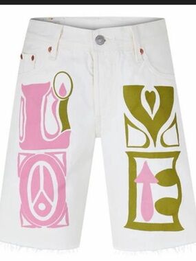 Levi’s Women's Frayed Hem Shorts with Pink & Green Graphic